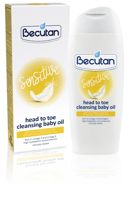 Becutan Sensitive – Head to toe cleansing baby oil